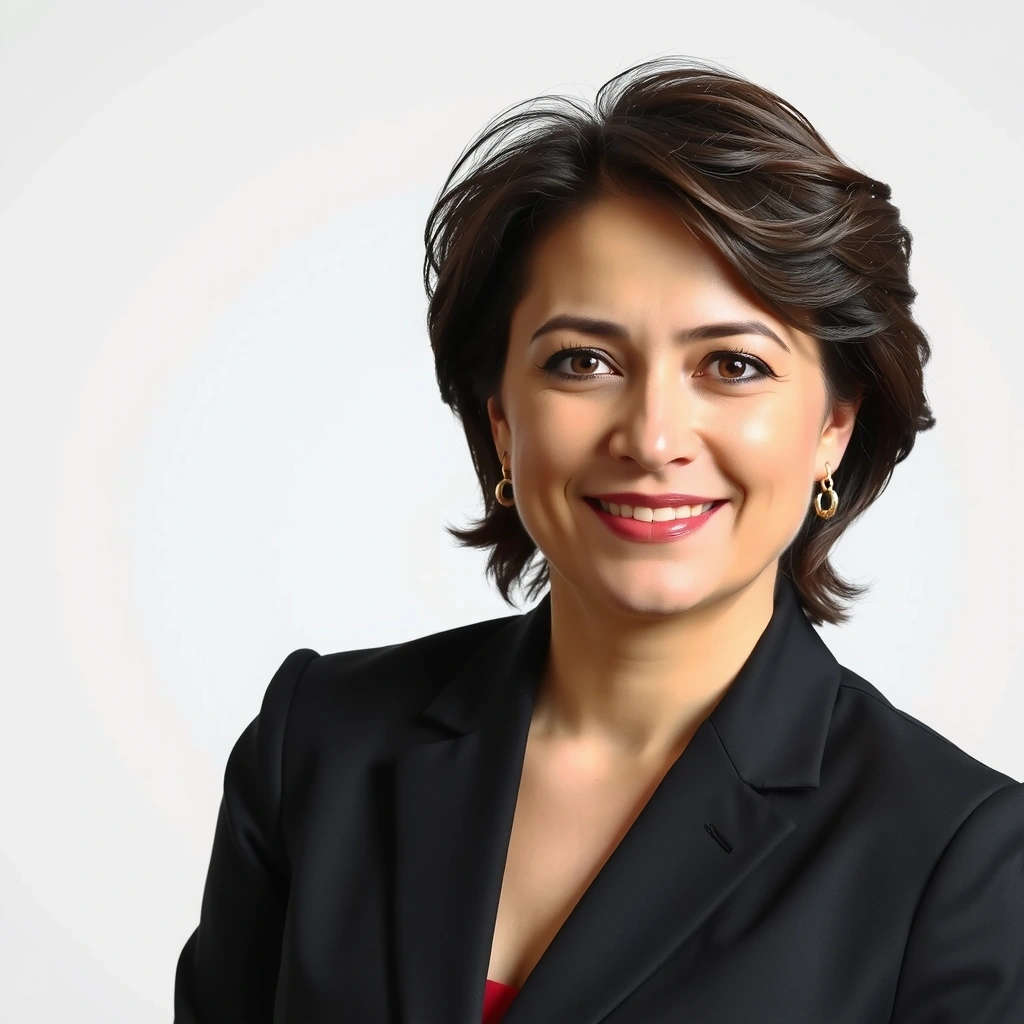 Professional portrait of a confident woman, founder of a wellness company.